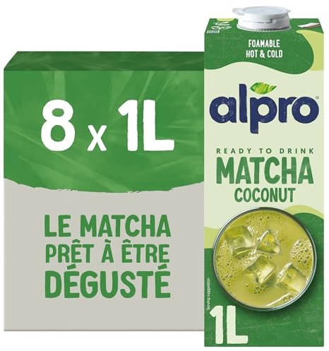 ALPRO, Bevanda di Cocco con Soia, MATCHA, Naturalmente Senza Lattosio, Fonte di Calcio, Pronta da Bere - 8x1L