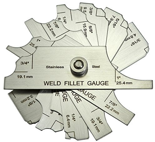 RIVERWELD 7-teiliges Kehlnaht-Set Lehre MG-11 Rl Lehre Tiefe Lehren Schweißen Inspektion Metrisch & Zoll Prüfen Kehlnaht Bein und Kehle Größe