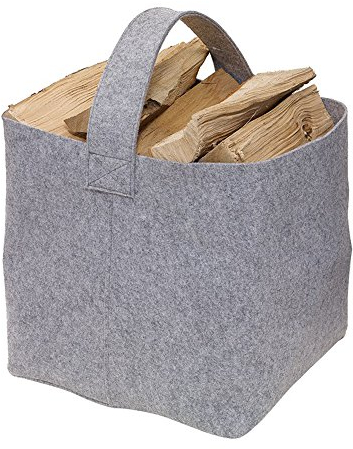 Vertrieb durch Preiswert & Gut Kaminholz Tasche Filz 36 x 40 x 40 cm Kaminholzkorb Grau Kaminholztasche ausgelegt für max.15 kg auch als Zeitungstasche, Allzweckstasche verwendbar