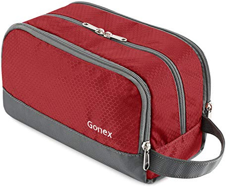 Gonex Men Toiletry Bag with Strap Sport Style Repellent Showerproof Nylon Red