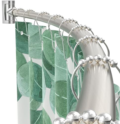Curved Shower Curtain Rod For Bathroom 38-72 Inches, Adjustable Length, Curved Shower Rod, 0.9MM thickness, Round Shower Curtain Rods, Rotate Bracket For Large Shower Space, Need Drilling, Nickle