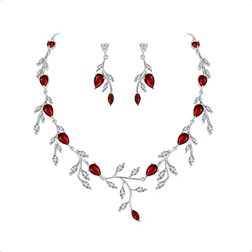 EVER FAITH Parures Bijoux de Mariée en Forme de Poire pour CZ Collier Boucles d'oreilles Pierres de Naissance