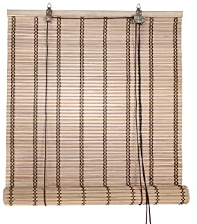 HERSIG - Estor Enrollable de Bambú Natural 120 x 200 cm - Persiana Enrollable Interior y Exterior - Estilo Natural para Ventanas - Privacidad y Fácil Instalación - Marron Claro(Medidas aproximadas)