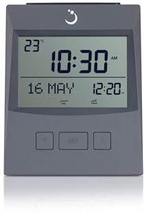 ALFAJR Azan Clock CS-13 Horloge de Table Automatique avec Alarme prière Athan Gris