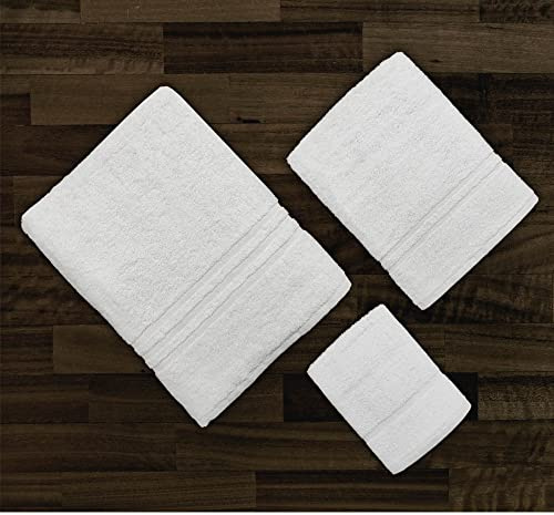 Cieffepi Home Collections Art. HOTELLERIE - Set de salle de bain (AServiette Visage + Serviette Invité + Serviette de Douche) en éponge de pur coton Linge de bain