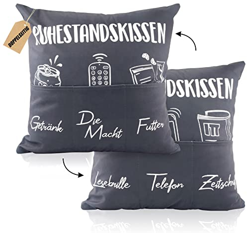 45 x 45cm Zierkissenbezug mit 6 Taschen Ruhestandskissen Lustige Männer Kissenbezug zum Befüllen Kissenhülle Geschenk Zierkissenhülle zum Geburtstag Dekokissenhülle Weihnachten Sofakissenhülle
