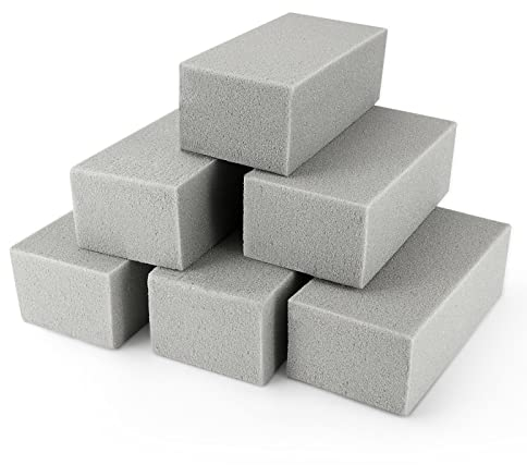 LOLYSIC 6 Pcs Dry Floral Foam Blocks, Flower Foam Blocks for Artificial & Fresh Flower Arranging, Floral Foam Bricks Florist Foam Blocks for Weddings Party, 22.5x11x7cm, Grey