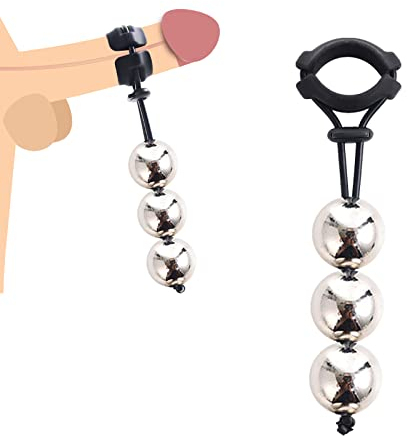 BDSMYEE Anneaux de Pénis en Silicone avec Boule en Métal, Anneau Pénien Réglable Poids du Pénis Exercice du Pénis Sextoys Adultes pour Hommes