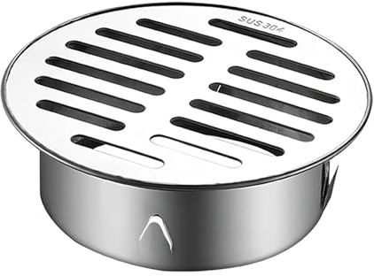 Qrity Drain de Plancher, Siphon de Sol Anti-Blocage de Balcon en Acier Inoxydable, Siphon de Sol pour Douche, Rond Anti-Blocage (110 Bouche Plate)