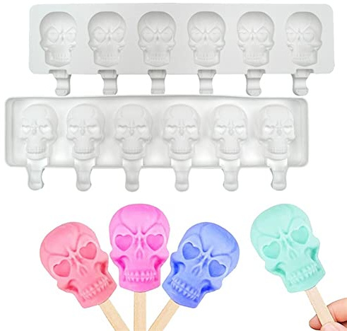Stampi per gelato sul manico in silicone fai da te, gelato congelato, Halloween, stampi in silicone per zucca, fantasma, Halloween, stampi per cioccolato per il fai da te, gelato congelato sul gambo