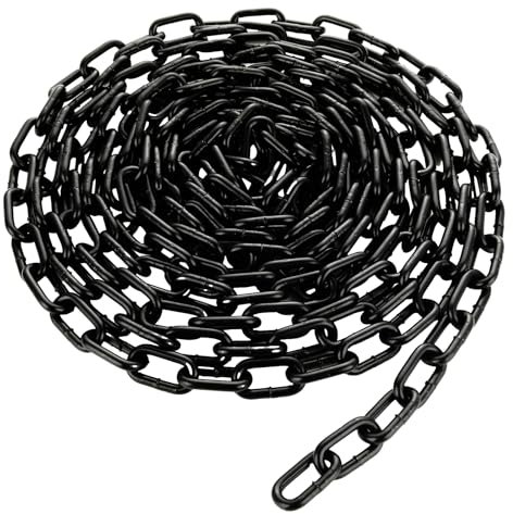 JMIATRY 6 Metres Length 304 Stainless Steel Chain, 6mm Heavy Duty Chain Links, Black Galvanized Steel Welded Link Chains Lift for Fence Gate, Garage Doors, Swing Chains and Bicycle Security Lock