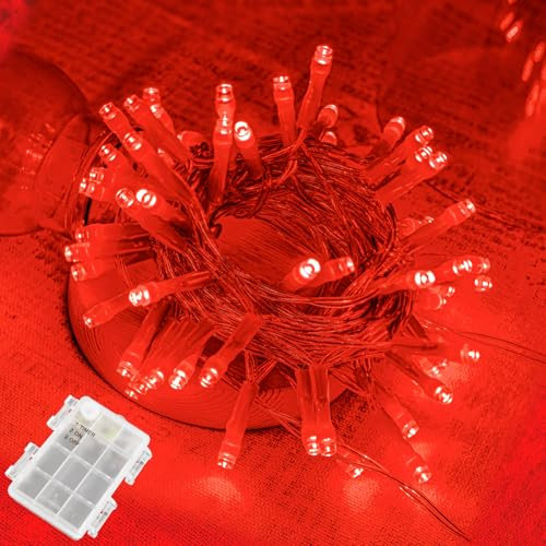 BOLWEO Red Fairy Llights, 3m 30LED Halloween String Lights IP65 Waterproof with Timer Function, Indoor and Outdoor Fairy Lights for Christmas Tree,Bedroom,Party,Halloween