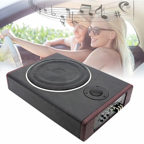 YyanLAK Subwoofer Aktiv, aktiv subwoofer för bil, 8 tum 600 W undersäte subwoofer aktiv basbox ultratunn kompakt bil ljud ultratunn basbox bas högtalare