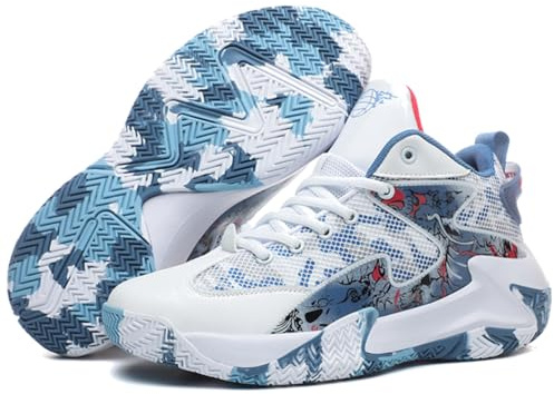 Scarpe da basket da uomo, traspiranti, con supporto, bianco, 42 2/3 EU