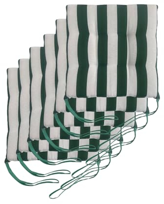 Il Tuo Artigiano Design Lot de 6 coussins pour chaises de jardin, fabriqués en Italie, coussins pour chaises de cuisine, 40 x 40 cm, rembourrages en éponge et acrylique doux (blanc et vert)