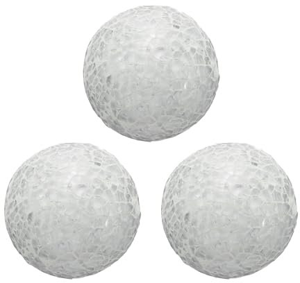 QUARKZMAN 3 Pz Palle Decorative in Vetro 6 cm Sfere Centrotavola in Vetro a Mosaico per Decorare Ciotole Vasi Tavolo da Pranzo Festa, Bianco