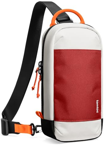 tomtoc Sling Bag Umhängetasche für Nintendo Switch 2 Konsole 2025, Rundumschutz Crossbody Bag Schultertasche mit 8 Spielkartenhaltern für Reise & Alltag, Tragetasche für Ladegerät und Zubehör, Rot
