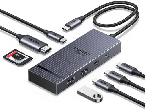 UGREEN Revodok Pro 108 10Gbps USB C Hub, USB C Adapter mit HDMI 4K@60Hz, Docking Station mit USB 3.2 10Gbps, SD/TF Kartenleser, PD 100W Kompatibel mit MacBook, Surface, iPad Pro und mehr