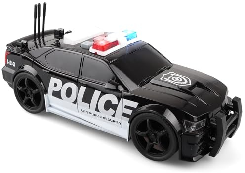 victob Police Car Toy with Lights and Siren Sounds for Boys, Friction Powered 1:20 Plastic Pursuit Rescue Vehicle Car for Toddlers Kids Ages 3+ Christmas Birthday Gifts
