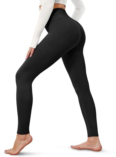 VALANDY Creamlush Leggings for Women High Waisted Tummy Control Leggings Buttery Soft Yoga Pants（S-5XL） Black
