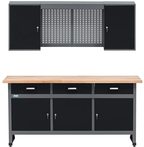 Set di officina Küpper 70421-9, attrezzatura da officina con banco da lavoro da 170 cm con piano in faggio massello
