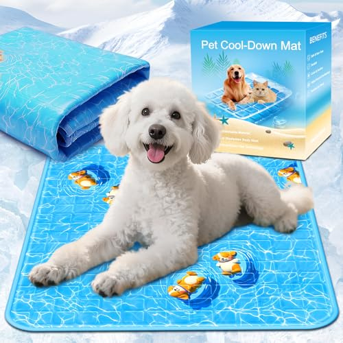 RARIRO Kühlmatte Hund Kühlbett Für Hunde 45×60CM M|Neu 2026|Hundekühlmatte Selbstkühlend Waschbar Haustier Waschbar Krallenfest Hundematte Katze Kaninchen Cooling Mat Dog