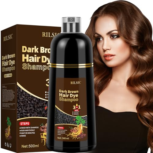 Shampoo Colorante Nero 500ml, 3 in 1 Hair Dye Shampoo per Capelli Grigi, Copertura Istantanea in 5 Minuti, Tintura Capelli per Uomo Donna (Nero)