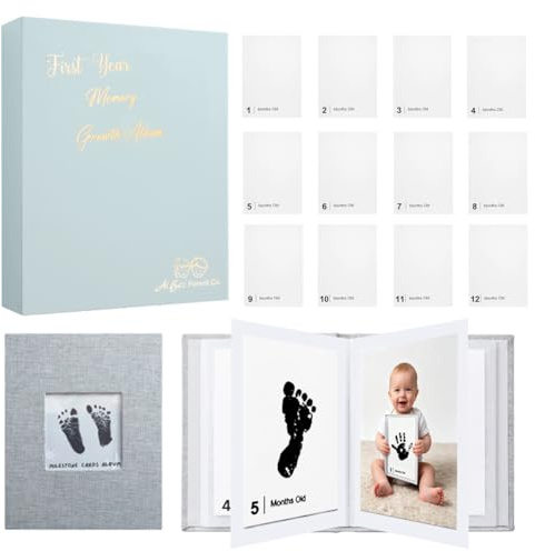 Impronta Mano e Piede Neonato Kit impronta bambino Facile da Usare Set speciali di impronte per le impronte di mani e piedi di neonati Set 14 pezzi con cornice e album fotografico (Colori macaron)