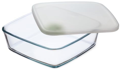 SIMAX Ciotola quadrata in vetro con coperchio – Capacità 1,7 L – Dimensioni 21 x 21 x 6,5 cm – Vetro borosilicato di alta qualità – 7466/L