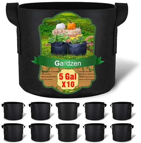 Gardzen 10-Pack 5 Gallon Grow Bags, Aeration Fabric Pots With Handles