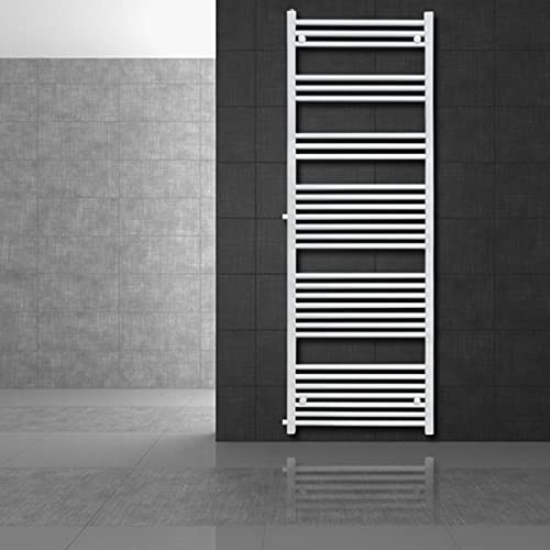 ECD Germany Radiatore Scaldasalviette Termoarredo da Bagno Moderno in Acciaio Bianco Sahara - 600 x 1800 mm - Bianco - dritto con attacco laterale - Scaldasalviette Asciugamani 60x180cm non elettrico