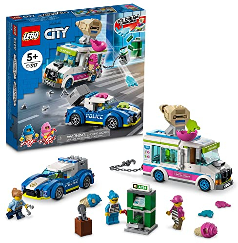 LEGO City Ice Cream Truck Police Chase 60314 Building Kit for Kids Aged 5+, Featuring 2 City TV Characters (317 Pieces)