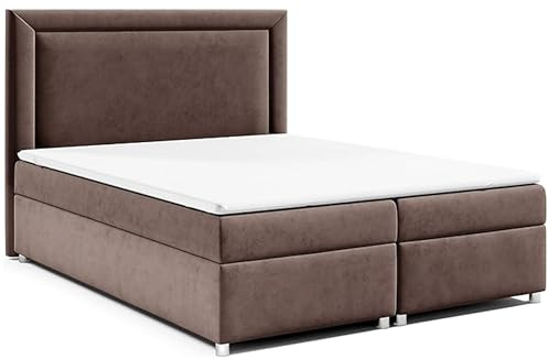 Best For Home | Letto Boxspring Trinity K-3 con materasso a molle H3 e topper in schiuma PUR da 7 cm | Contenitore con meccanismo a molla | Letto Boxspring 140 x 200 | Letto imbottito 140 x 200 |