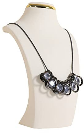 GemeShou Beige necklace display stands for selling, Velvet necklace storage organizer, Necklace mannequin jewelry bust holder for boutique store【Beige-Small height 21 cm】