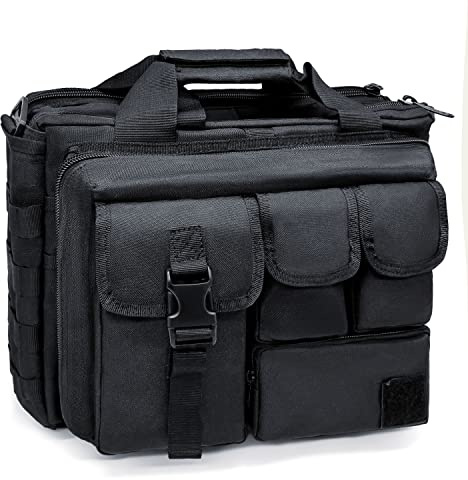 Alephnull Arbetsväska herr taktisk laptopväska 14/15,6 tum multifunktionell kurirväska range-väska pilotväska portfölj herrhandväska brandväska axelväska, Mörkgrå, 35 x 27 x 17 CM, Utility