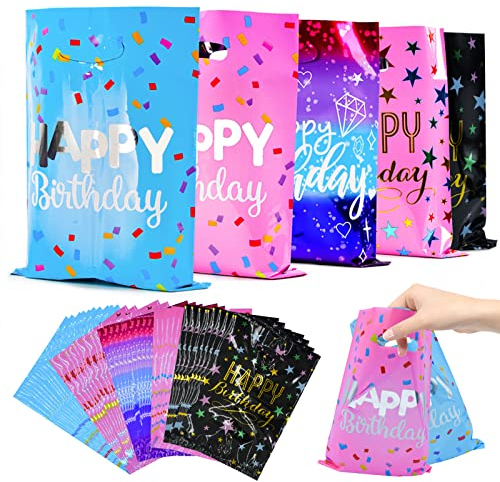 Annauiy 50 Stück Geschenktüten,Geburtstagstüten Kinder,5 Arten Bunte Sterne Partytüten Candytütchen Geschenktüten,für Geschenktüten kindergeburtstag,Party,Weihnachten,Hochzeiten