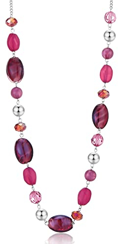 FULU AUTUMN Lange Perlenkette Damen Boho Lange Stein Kette Statement Schmuck Beste Freundin Geschenke(10-Purple)