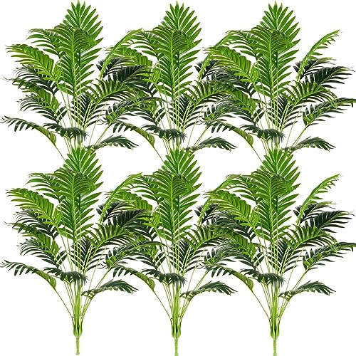 Tigeen Palmera artificial de 36 pulgadas, palmeras arecas grandes de imitación para patio exterior, resistentes a los rayos UV, hojas de palma falsas, vegetación, arbusto tropical para el hogar,