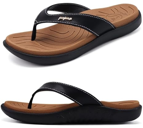 jiajiale flip-flops dam ortopedisk mode läder bekvämt stöd fotvalv flip flop fotsventil ljus yoga matta sommar strand pool flip flop dusch halkfritt gummisula