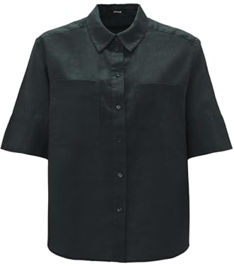 OPUS Damen Kurzarmbluse | Leinenbluse FILALIA Emerald, 38