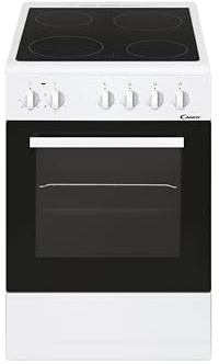 Candy CVE5436FEEW/E Cocina Libre Instalación 50cm, Horno Multifunción 43L con 6 Funciones, Vitrocerámica 4 Zonas, Mandos Independientes 4 para Vitrocerámica y 2 para Horno, Blanco