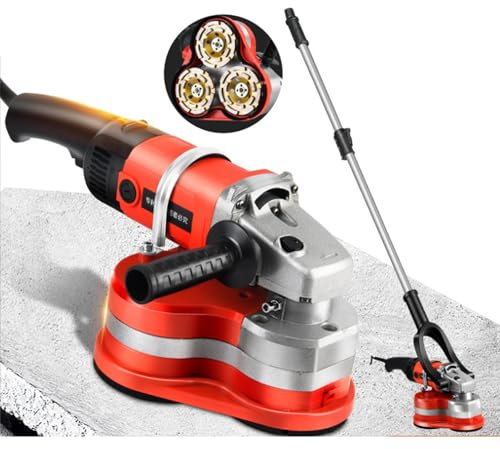 Lijadora portátil de tres cabezales para paredes y suelos,Juego de pulidora de hormigón para paredes y suelos,Pulidora versátil con varilla telescópica ajustable
