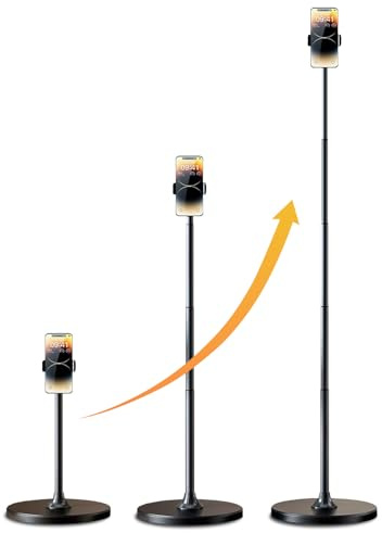 PUJUDODA Handyhalterung, 180cm Höhenverstellbarer Handy Stativ Ständer zum Filmen und Live-Streaming, Handyhalter Kompatibel mit iPhone 16 15 14 13 12 Pro Max Xr Xs, Galaxy, Xiaomi, Smartphones