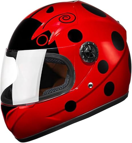 Casque De Moto Intégral Pour Enfants, Casque De Scooter Homologué ECE Avec Pare-Soleil Et Foulard Amovible, Casque De Scooter Pour Garçons Et Filles De 3 À 14 Ans E,48-55CM