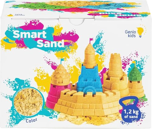 Genio Kids 1.2 kg de Sable Magique Naturelle pour Enfant Sable Magique Recharge, Modeler (Naturelle) (Beige)