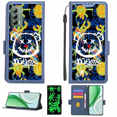 Aroepurt fodral kompatibelt med Cricket Outlast telefonfodral flipskydd [med härdat glas skärmskydd] [RFID-blockering] [Guldglitter + lysande] LPT-TYX