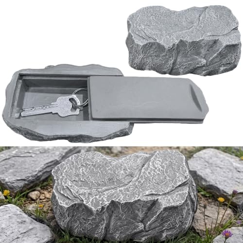Fake Rock Hidden Storage Key Hider, Internal Size 9 x 4 x 1.7 cm | Highly Discreet,Waterproof and Durable,Flexible placement,Key Hidden Outside,Suitable for Gardens, Light Blue