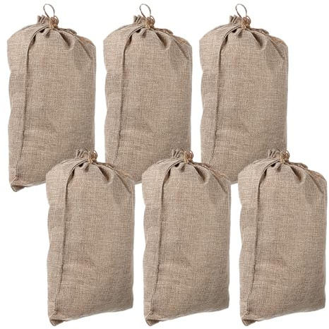 KICHOUSE Sacchetti in Juta Coulisse Riutilizzabili 6 Pezzi 20x30 Cm