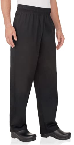 Chef Works Men's Essential Baggy Chef Pants, Black, Medium
