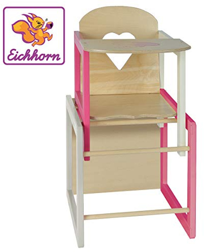 Eichhorn 100002595 – dockhårstol med bord lämplig för dockor på 35–49 cm, storlek: 30 x 30 x 57 cm, bokträ